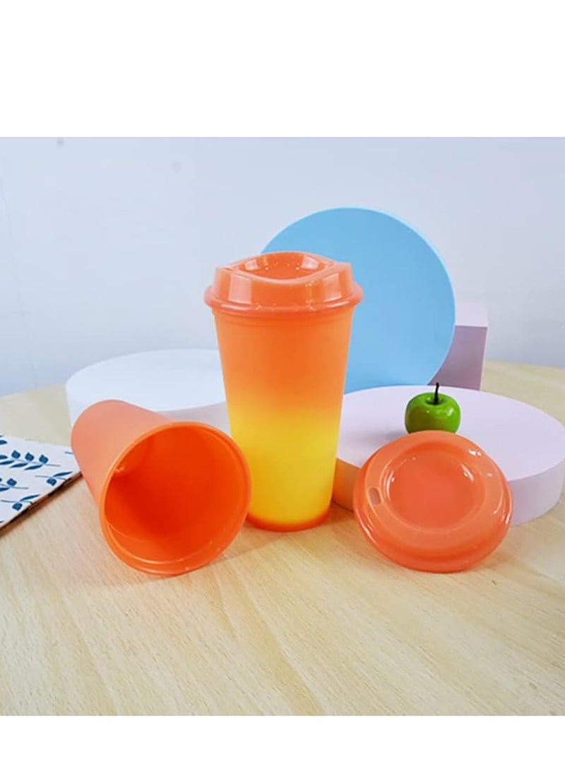 Excefore - Reusable Color Changing Coffee Cups, 5 Pcs 16 oz/473 ml Plastic Cups with Lids, Quality & Splash-Proof Water Travel Cup for Coffee Mug with Lid to Go Coffee Cups for Hot and Cold Drinks - Image 1