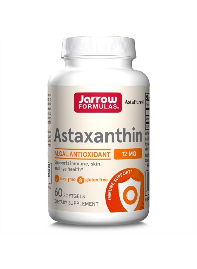 jarrow formulas Astaxanthin 12 mg - 60 Servings (Softgels) - Algal Antioxidant Carotenoid - Supports Immune, Skin & Eye Health - Dietary Supplement - Gluten Free - Non-GMO - Image 1