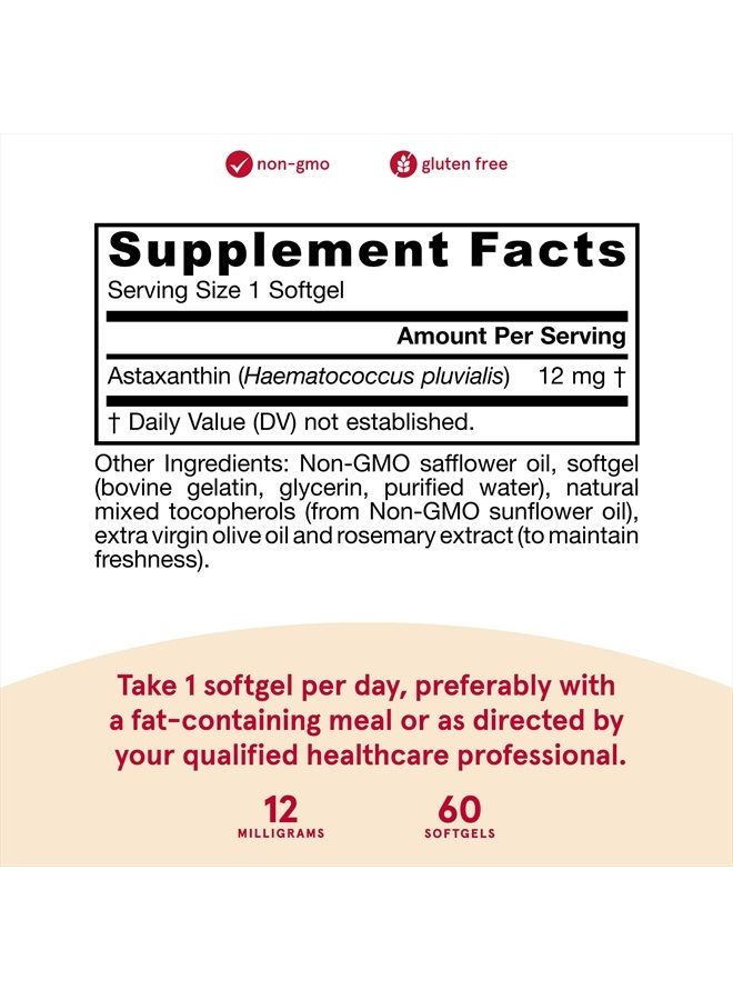 jarrow formulas Astaxanthin 12 mg - 60 Servings (Softgels) - Algal Antioxidant Carotenoid - Supports Immune, Skin & Eye Health - Dietary Supplement - Gluten Free - Non-GMO - Image 3