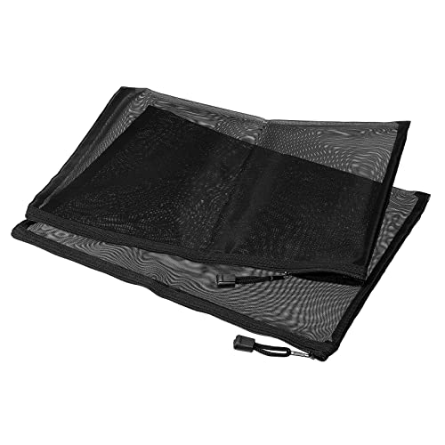 MECCANIXITY Mesh Zipper Bags A4 Nylon Zip Pouch Pencil Case Storage Pockets for Travel Office Accessories Black Pack of 6 - Image 1