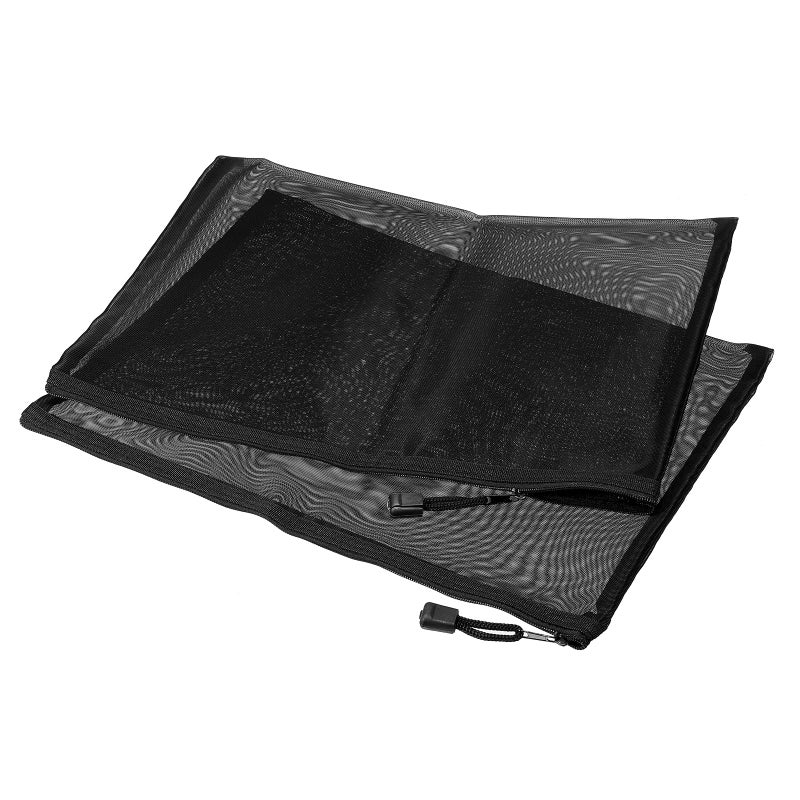 MECCANIXITY Mesh Zipper Bags A4 Nylon Zip Pouch Pencil Case Storage Pockets for Travel Office Accessories Black Pack of 6 - Image 2