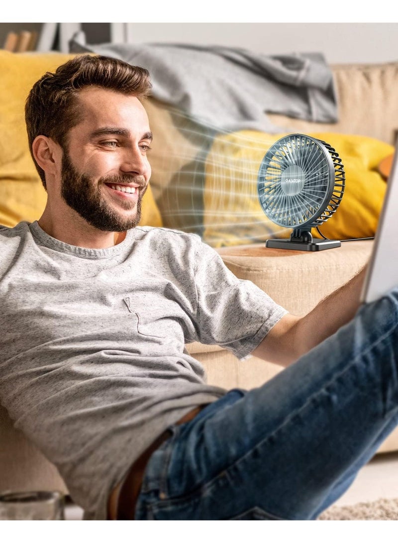 جاياتوب مروحة مكتبية 5.7 إنش بتقنية USB - صغيرة الحجم لكنها قوية، بثلاث سرعات صامتة، مروحة مصغرة قابلة للتعديل للمنزل والمكتب والسيارة والسفر: هدية الصيف التي لا غنى عنها! - Image 2
