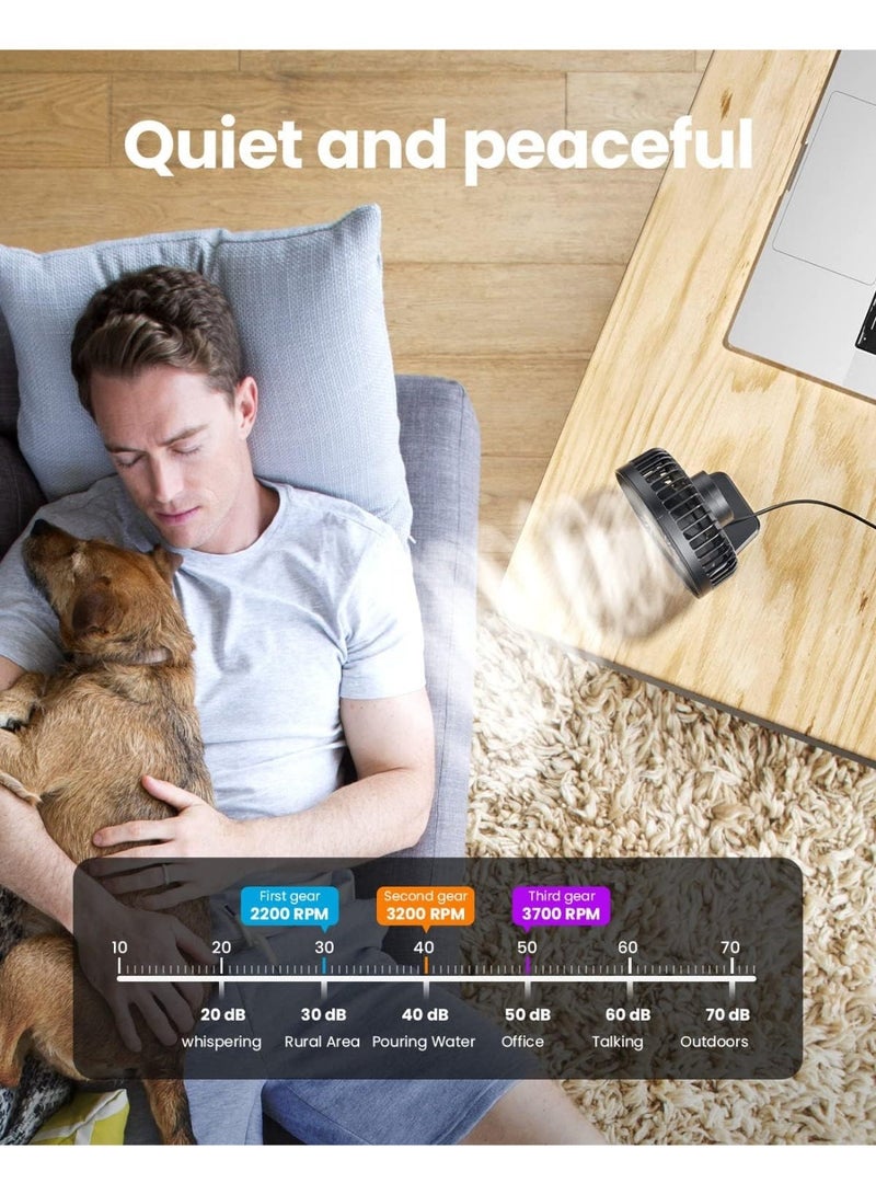 جاياتوب مروحة مكتبية 5.7 إنش بتقنية USB - صغيرة الحجم لكنها قوية، بثلاث سرعات صامتة، مروحة مصغرة قابلة للتعديل للمنزل والمكتب والسيارة والسفر: هدية الصيف التي لا غنى عنها! - Image 3
