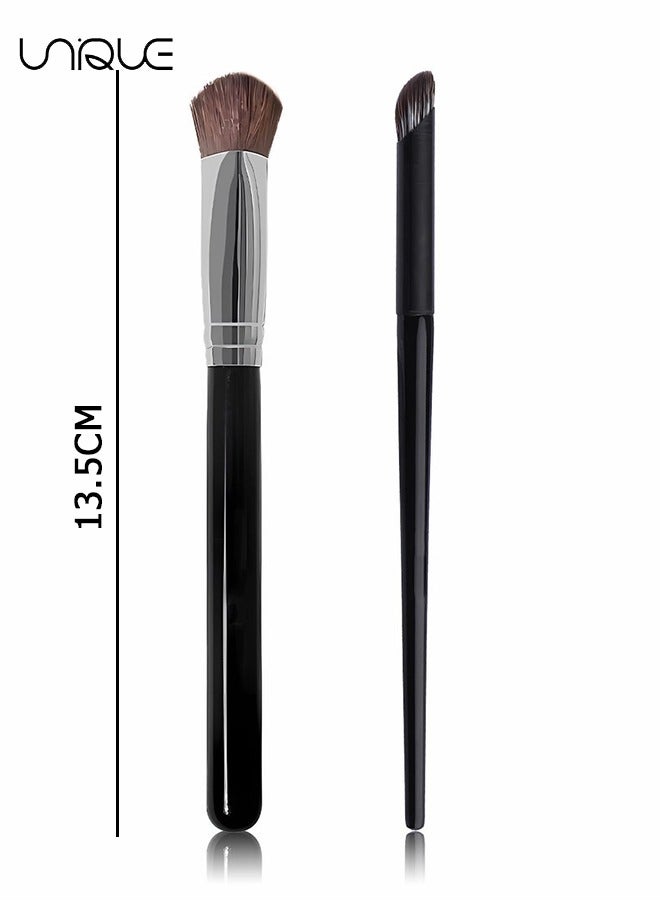Unique 2 PCS Concealer Brush - Triangle Highlighting Brush & Angled Under Eye Nose Shadow Brush - for Blending Setting Buffing with Liquid, Cream and Powder - Image 2