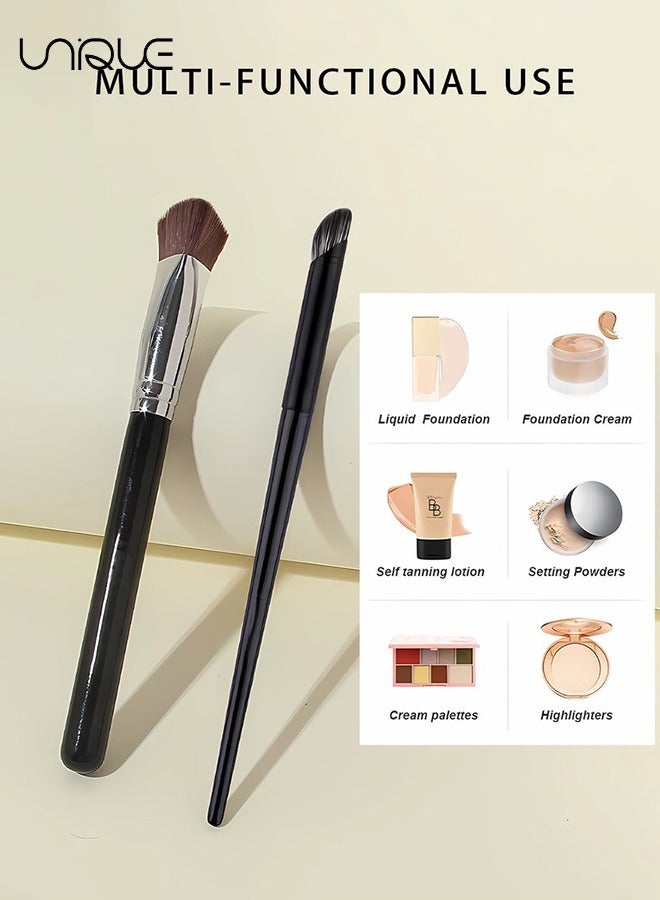 Unique 2 PCS Concealer Brush - Triangle Highlighting Brush & Angled Under Eye Nose Shadow Brush - for Blending Setting Buffing with Liquid, Cream and Powder - Image 5