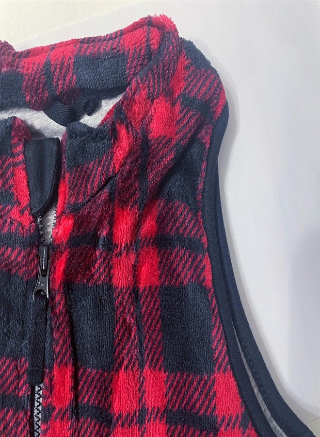 warmstraw Toddler Baby Girls' Warm Outerwear Vests Winter Fleece Jackets Waistcoat Sleeveless Red Checkered 12-24 Months - Image 3