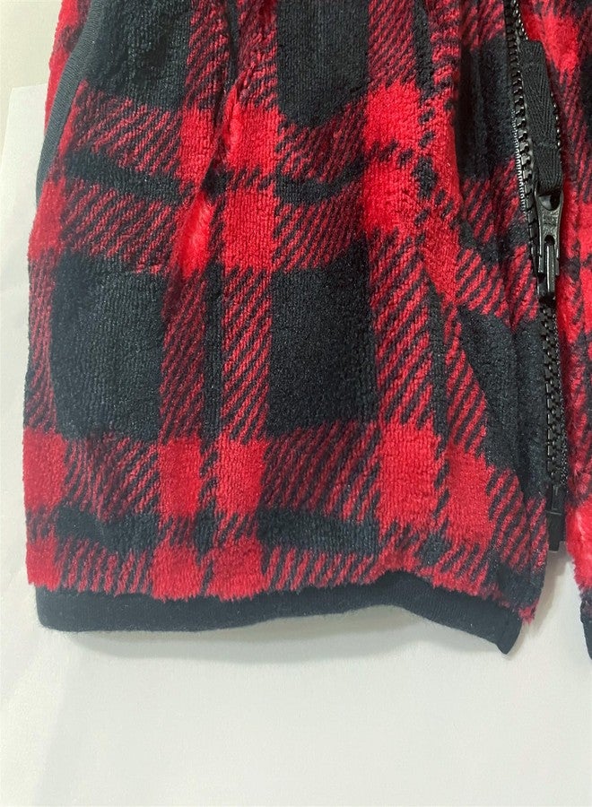 warmstraw Toddler Baby Girls' Warm Outerwear Vests Winter Fleece Jackets Waistcoat Sleeveless Red Checkered 12-24 Months - Image 5