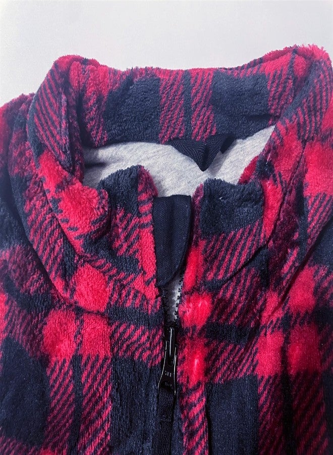 warmstraw Toddler Baby Girls' Warm Outerwear Vests Winter Fleece Jackets Waistcoat Sleeveless Red Checkered 12-24 Months - Image 2