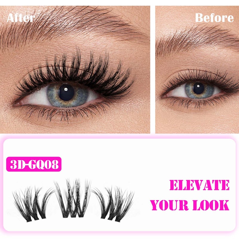 GAQQI Lash Clusters, Cluster Eyelash Extensions 110 Cluster Lashes, Wispy Volume Eyelash Clusters 10-14mm, Multilayered 3D Individual Lashes, Soft and Thin Band (3D-GQ08) - Image 4