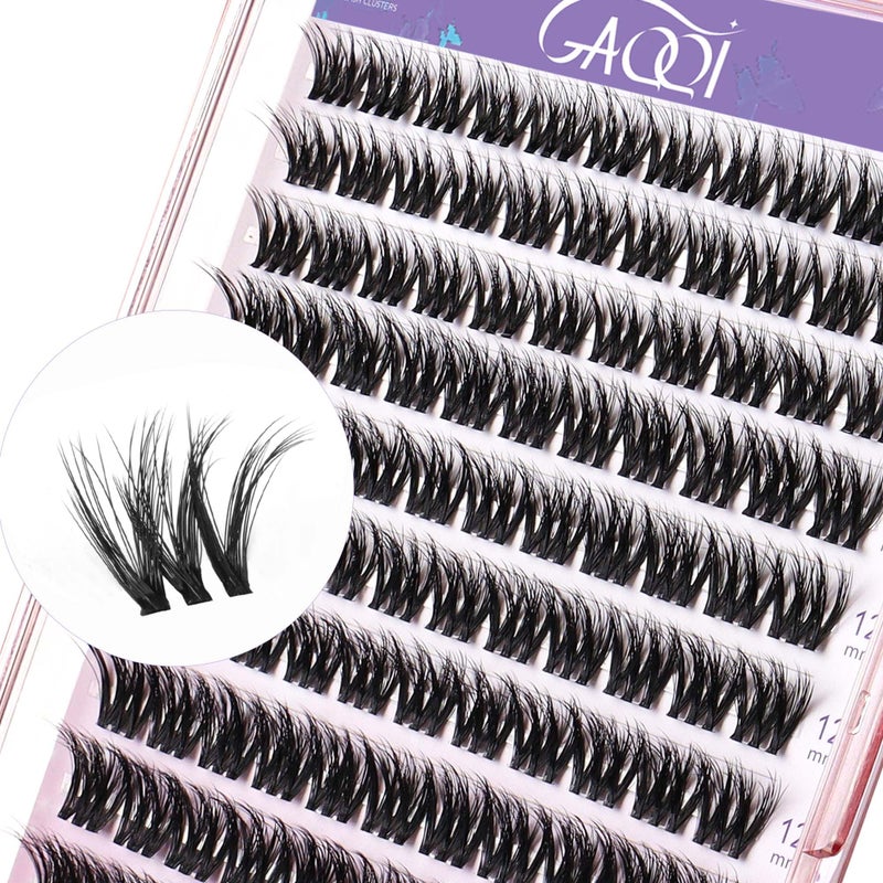 GAQQI Lash Clusters, Cluster Eyelash Extensions 110 Cluster Lashes, Wispy Volume Eyelash Clusters 10-14mm, Multilayered 3D Individual Lashes, Soft and Thin Band (3D-GQ08) - Image 1