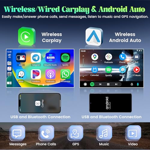 Roinvou 2+32G Android CarPlay Stereo for 2005-2012 Toyota Corolla EX, 9'' Touch Screen in-Dash GPS Navigation with Built-in Wireless CarPlay Android Auto Support Mirror Link BT RDS AHD DSP - Image 3