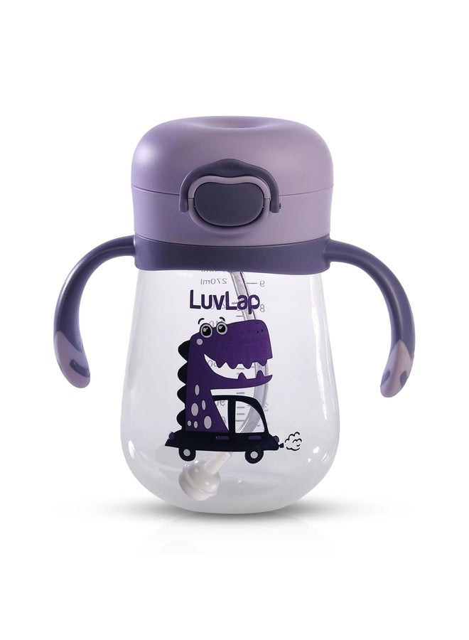 Baby Bite Resistant Soft Silicone Straw Sipper Cup with Handle, with Weighted Straw, Sippy Cup with Anti Spill Lock, BPA Free, 6m+, 300 ml, Purple