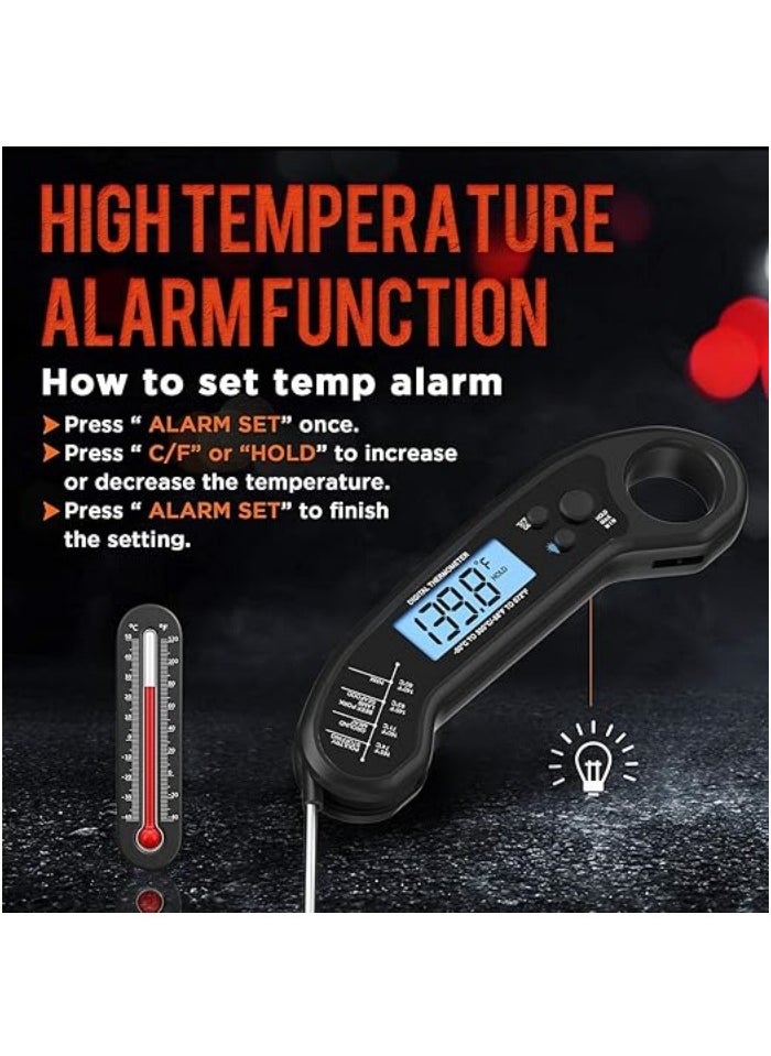 Meat Thermometer Digital, Instant Read Meat ThermometerI for Grill and Cooking, Waterproof Food Thermometer for Kitchen and Outside, BBQ, Turkey, Candy, Liquids, Beef