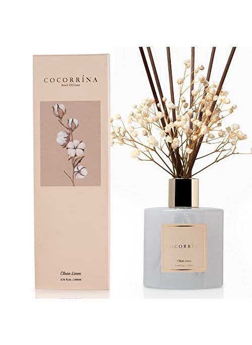 COCORRÃNA Cocorrna Reed Diffuser Set 67 oz Clean Linen Scented Diffuser with Sticks Home Fragrance Reed Diffuser for Bathroom Shelf Decor 
