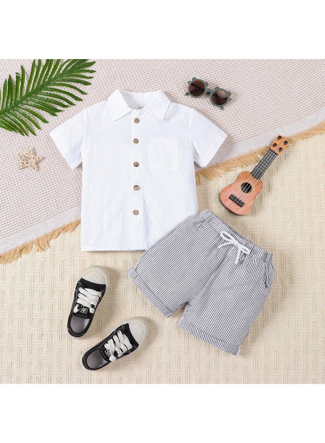 قميص بولو للأطفال من القطن واللين لصيف مريح بأكمام قصيرة وياقة مزخرفة