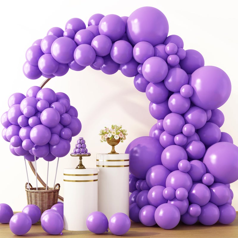 RUBFAC 129pcs Purple Balloons Different Sizes 18 12 10 5 Inch Lavender Lilac Latex Balloon Garland Arch Kit for Halloween Masquerade Party Decorations Birthday Anniversary Baby Shower Party Supplies - Image 2