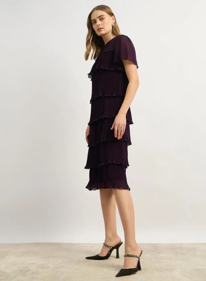Styli Tiered Chiffon Dress