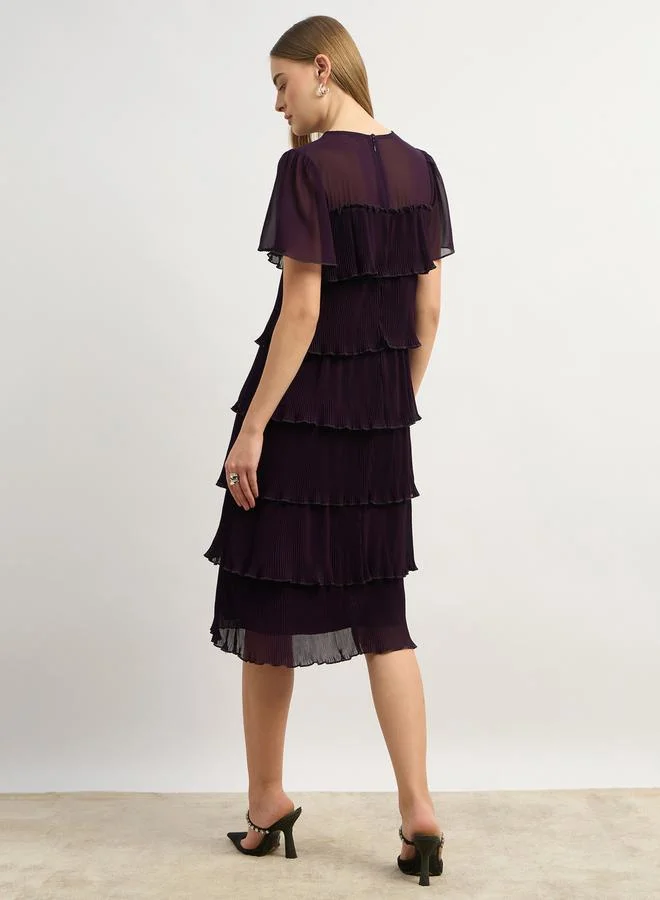 Styli Tiered Chiffon Dress