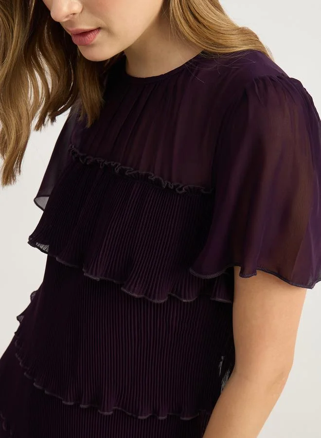 Styli Tiered Chiffon Dress