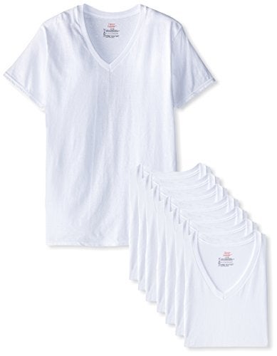 Hanes Men's 8-Pack V-Shirt, White, X-Large - Image 1