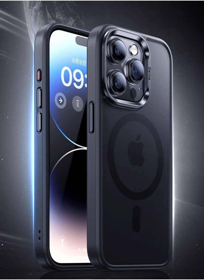BENKS Magnetic Case for iPhone 15 Pro Max Compatible with Magsafe Strong Grade Drop Protection Anti-Scratch Translucent Matte Ultimate Touch Shockproof Case 6.7 inch, Black