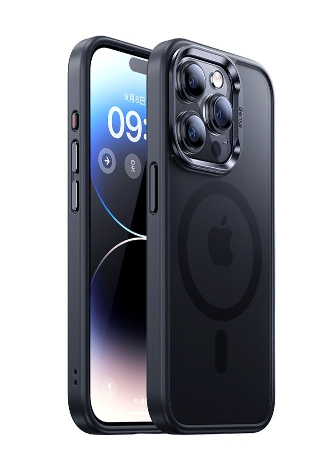 BENKS Magnetic Case for iPhone 15 Pro Max Compatible with Magsafe Strong Grade Drop Protection Anti-Scratch Translucent Matte Ultimate Touch Shockproof Case 6.7 inch, Black