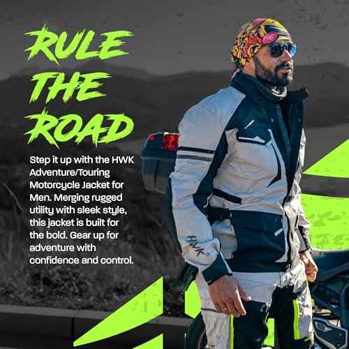 HWK Adventure Touring Motorcycle Jacket for Men, Water Resistant Cordura Textile Biker Jacket for Men, Durable and Stylish Moto Gear with CE Armor for Enduro Motorbike Riding - Black, XL - Image 4