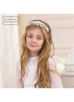 Oriamour Gold Bridal Headbands Wedding Headpieces With Ceramic Flowers Wide Pearl Wedding Hair Accessories For Women And Girls  - Image 4