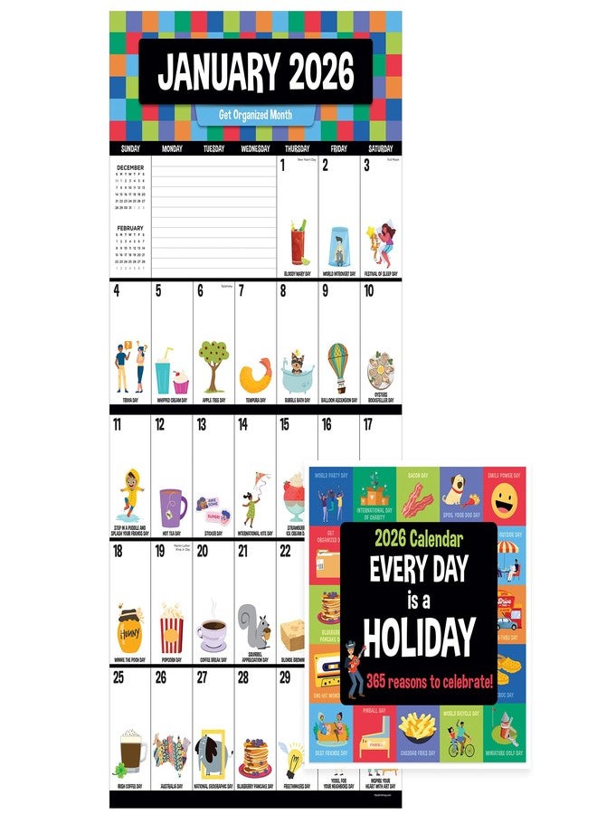TF Publishing 2026 Every Day's A Holiday Mini Calendar w/Monthly Grids for Appointments/Scheduling - Vertical Small Wall Calendar 2026 w/Premium Matte Paper for Home and Office Organization - 7x7in - Image 1