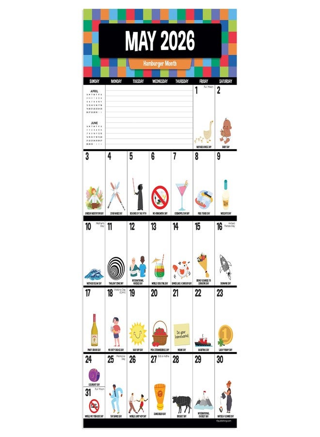 TF Publishing 2026 Every Day's A Holiday Mini Calendar w/Monthly Grids for Appointments/Scheduling - Vertical Small Wall Calendar 2026 w/Premium Matte Paper for Home and Office Organization - 7x7in - Image 3