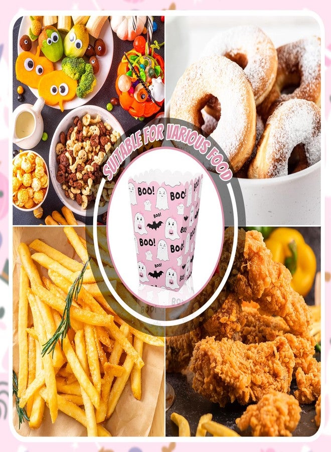 وولاين مجموعة علب فشار صغيرة من والين، 100 قطعة، بتصميم أشباح وخفافيش وردية، مثالية لحفلات الهالوين، علب حلوى بو، مستلزمات حفلات مشاهدة الأفلام، 3 × 2.2 × 4.2 بوصة - Image 4