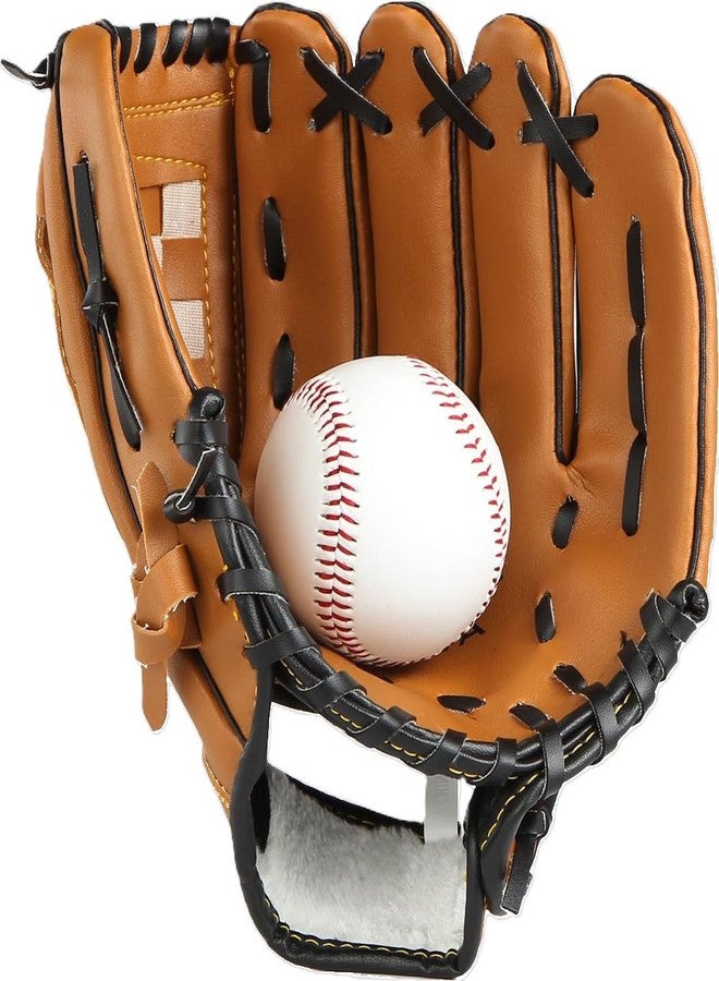 RedOak PU Synthetic Baseball and Softball Glove - Brown - 9.5 Inch - Image 1