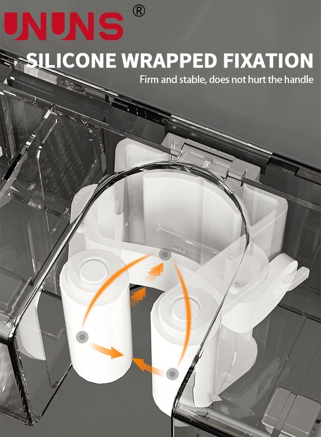 UNUNS حامل ممسحة ومكنسة، ممسحة منظمة مثبتة على الحائط ورف تخزين لتوفير المساحة لحديقة المطبخ والجراج، الغسيل، 4 أوضاع مع 5 خطافات - Image 5