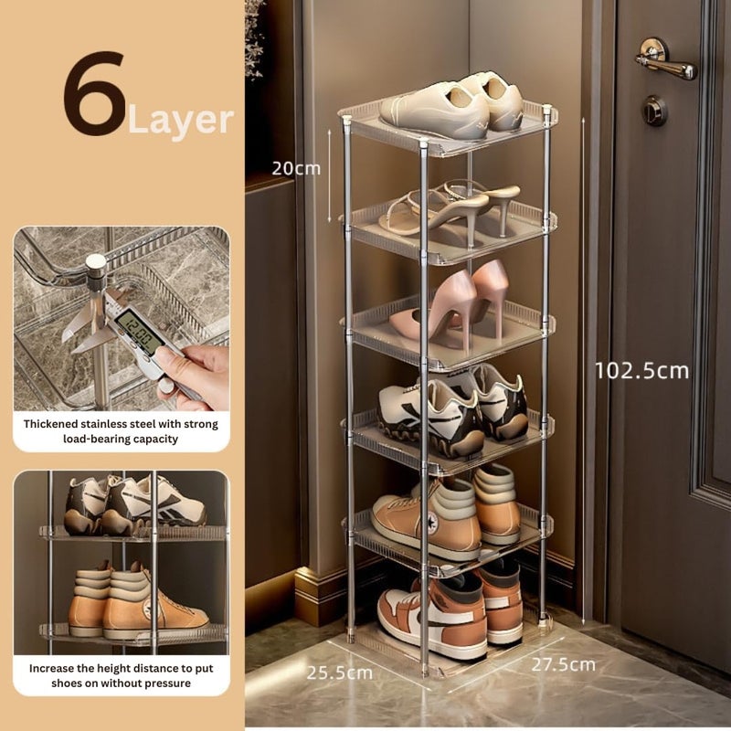 KREPS 6Tier Vertical Shoe Rack Organizer SpaceSaving Metal Plastic Storage Shelf for Shoes Boots Heels and Sandals Durable and Easy Assembly 6 Layer - Image 3