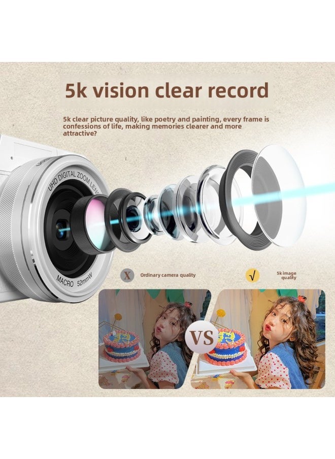 Generic 5K Flip Screen WIFI HD Digital Camera CCD Smart Beauty Selfie Filter Vlog Micro Single Camera-Body Color:R2h White Standard (export Only)  - Image 5