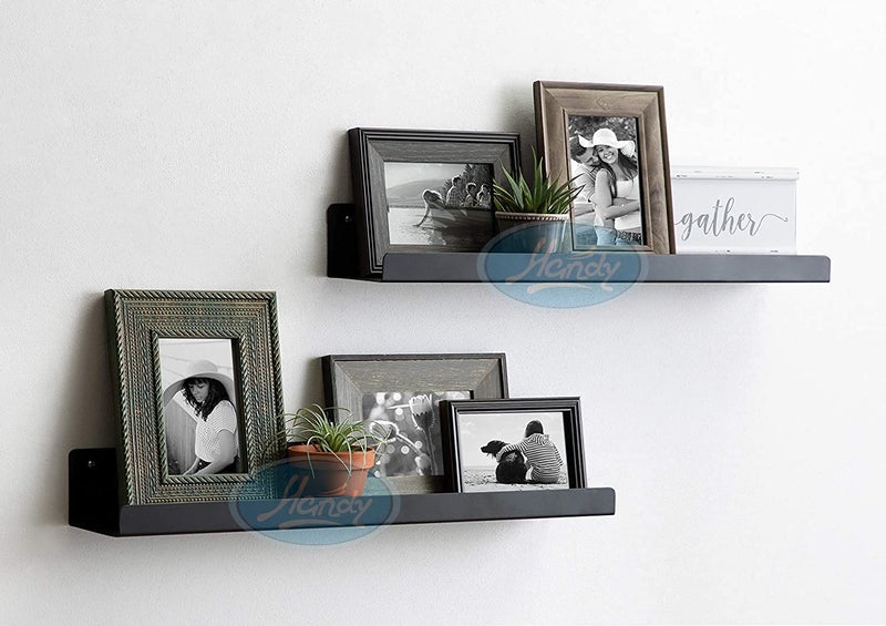 HANDY Stainless Steel Multi Use Home Decor Wall Shelf, Bathroom Shelf for Kitchen and Bedroom Shelves Pack of 2 (Matt Black, 12 x 5 inch) - Image 1