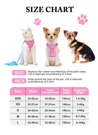 Cat Harness and Leash Set, Escape-Proof Vest, Reflective Strap Night Safe Pet Harness.Easy Control for Small Large Kitten, Fit for Puppy, Rabbit - view 2