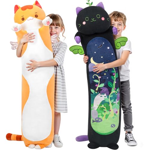 Mewaii Long Cat Plush 5 Sizes 120 Extra Filling Giant Plushness Kids Body Pillow Kawaii Cute Brown Cat Stuffed Animals Plushies Big Long Body Pillow Cat Plush Gift for Girls 53 - Image 1