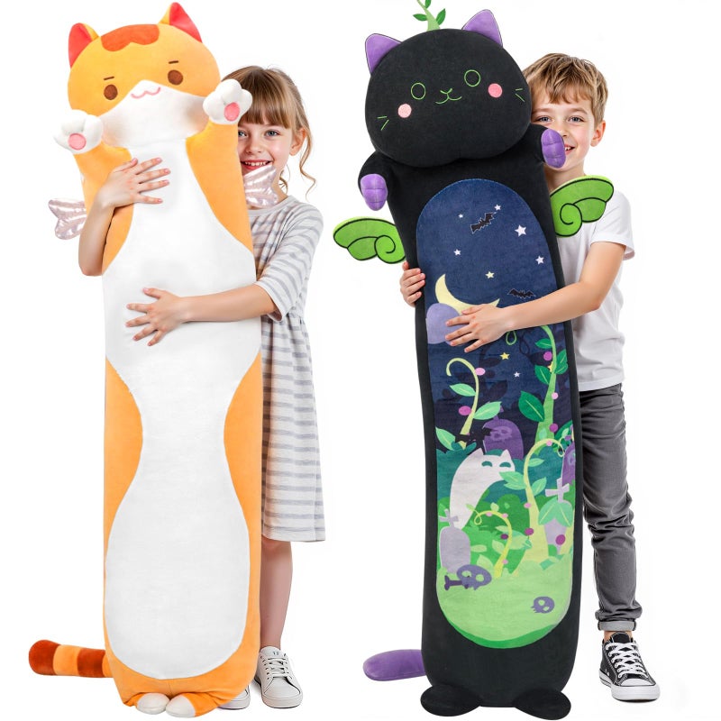 Mewaii Long Cat Plush 5 Sizes 120 Extra Filling Giant Plushness Kids Body Pillow Kawaii Cute Brown Cat Stuffed Animals Plushies Big Long Body Pillow Cat Plush Gift for Girls 53 - Image 2