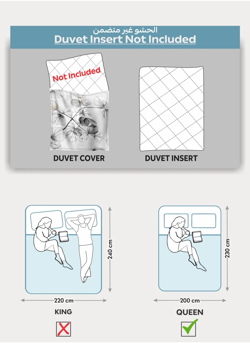 Donetella Printed Duvet Set, Queen Size 200x230 cm - 6-Pcs Bed Set, Microfiber Fabric - 1 Duvet Cover, 1 Fitted Sheet, 2 Pillow Shams, 2 Pillowcases (Filler Not Included)