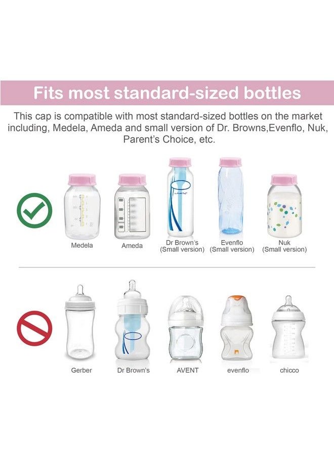 Maymom - Solid Lids With Sealing Ring For Standard Sized Bottles; Bottles Lids Compatible With Medela Bottles Ameda And Small Sized Nuk Playtex Gerber Bottles; 8Pc (Pink) - Image 1
