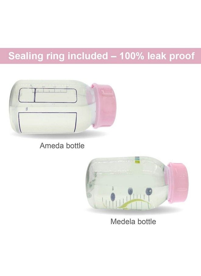 Maymom - Solid Lids With Sealing Ring For Standard Sized Bottles; Bottles Lids Compatible With Medela Bottles Ameda And Small Sized Nuk Playtex Gerber Bottles; 8Pc (Pink) - Image 1