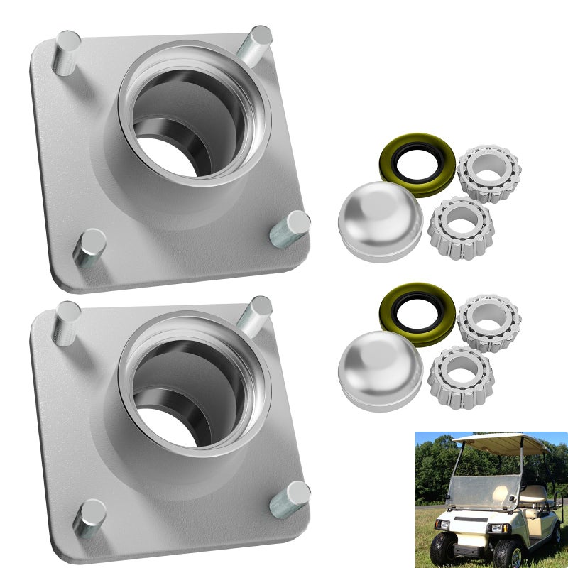 Panglong Golf Cart Front Wheel Hub Assembly, Club Car DS Front Wheel with Bearings Seals Kit 2Pcs, Suitable for 1981-2003 Club Car DS Golf Carts, OEM# 1011892 - Image 1