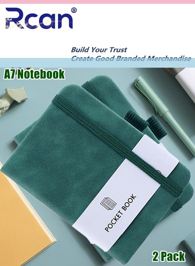 Rcan 2 Pcs A7 Notebooks PU Leather Hard Cover Elastic Band Mini Portable Thickened Notepad Memo Travel Diary Pocket Horizontal Line Small Book Suitable for Business Office School Students Family Writing - Image 1