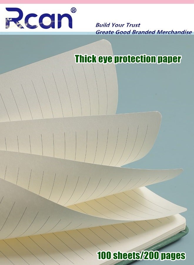 Rcan 2 Pcs A7 Notebooks PU Leather Hard Cover Elastic Band Mini Portable Thickened Notepad Memo Travel Diary Pocket Horizontal Line Small Book Suitable for Business Office School Students Family Writing - Image 3