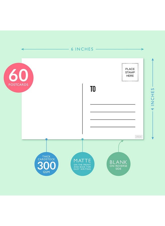 Sweetzer & Orange - Blank Postcards For Mailing. 60 White 4X6, Mailable Postcards Set. Make Your Own Printable Postcards. 300Gsm Paper Cardstock, Bulk Pack. - Image 1