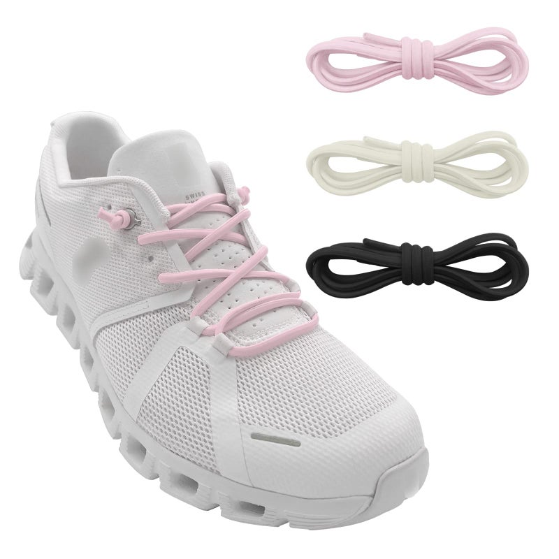 NDTEZUGT 3 Pairs Elastic Shoe Laces Replacement Laces for Running ShoesStretch Oval Strings Replacement Shoestrings for SneakersNo Tie Shoelaces for Kids and Adults BlackBeigePink - Image 2