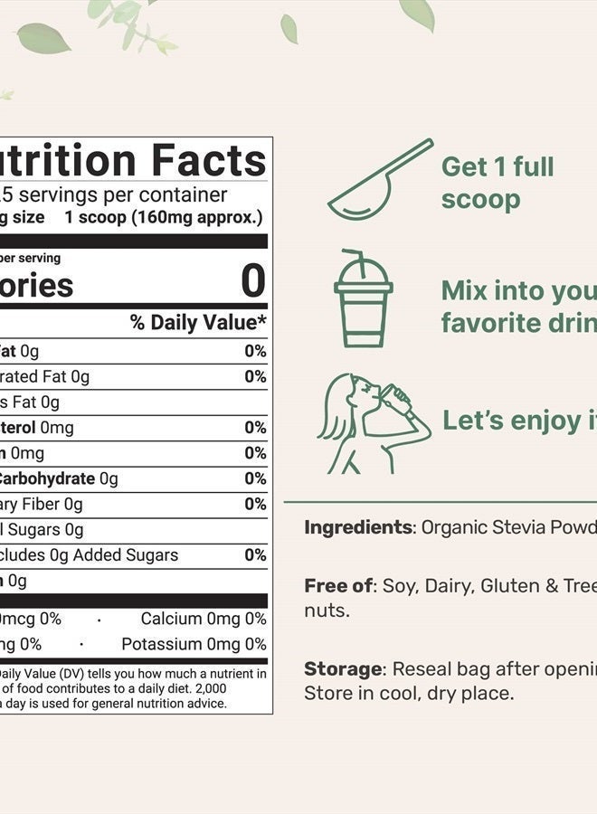 Micro Ingredients Pure Organic Stevia Powder, 4 Ounces, 706 Serving, Highest Grade Stevia Green Leaf Extract Reb-A, Reduced Bitter Aftertaste, 0 Calorie, Natural Sweetener, Sugar Alternative, Keto Friendly - Image 5