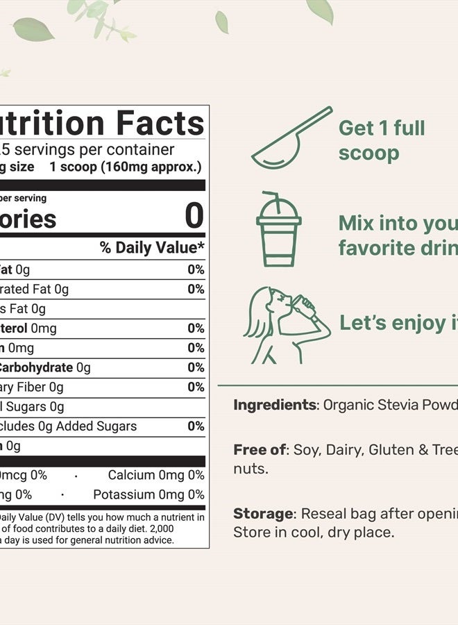 Micro Ingredients Pure Organic Stevia Powder, 4 Ounces, 706 Serving, Highest Grade Stevia Green Leaf Extract Reb-A, Reduced Bitter Aftertaste, 0 Calorie, Natural Sweetener, Sugar Alternative, Keto Friendly - Image 2