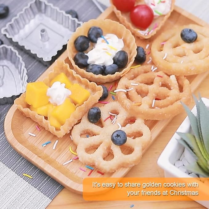 THW® Jalebi Maker/Mold with Handle, Rosette Cookie Tool, Aluminium Cast Waffle Molds Set with 3 Interchangeable Heads Star Flower Circle, for Kitchen Baking Cooking Housewares - Image 4